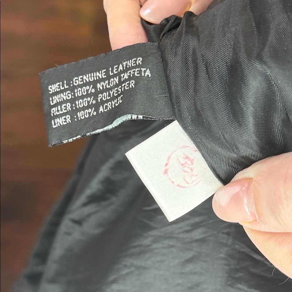 Source Unknown Black Leather Varsity Jacket with … - image 2